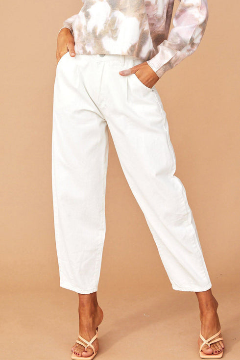 Solid High Waist Casual Pants